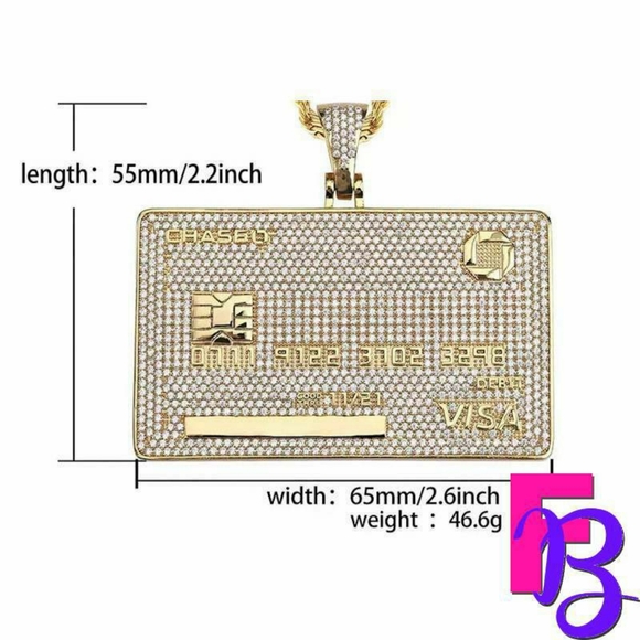 18k Gold Pave Diamond Credit Card Pendant - Picture 9 of 11